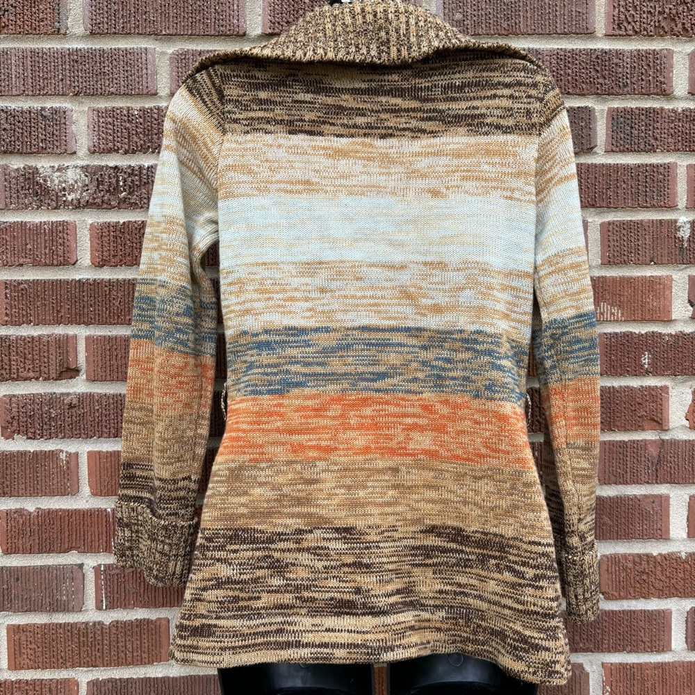 Fashion Import brown tones Colorblock Vintage Knit Cardigan Sweater Size M - Picture 4 of 8